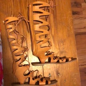 Express Lace Up Gladiator Sandals, Lt Brown